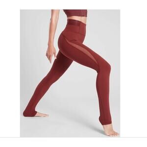 Athleta Aura Heel Tight Legging in Powervita Red Mesh Women's XS Barre Studio